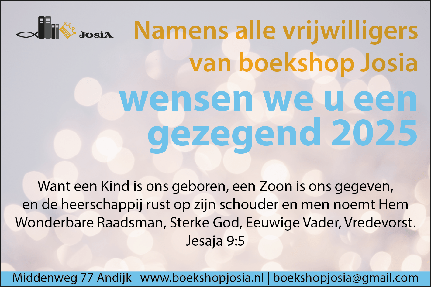 kerstwens Advertentie voor Boekshop Josia